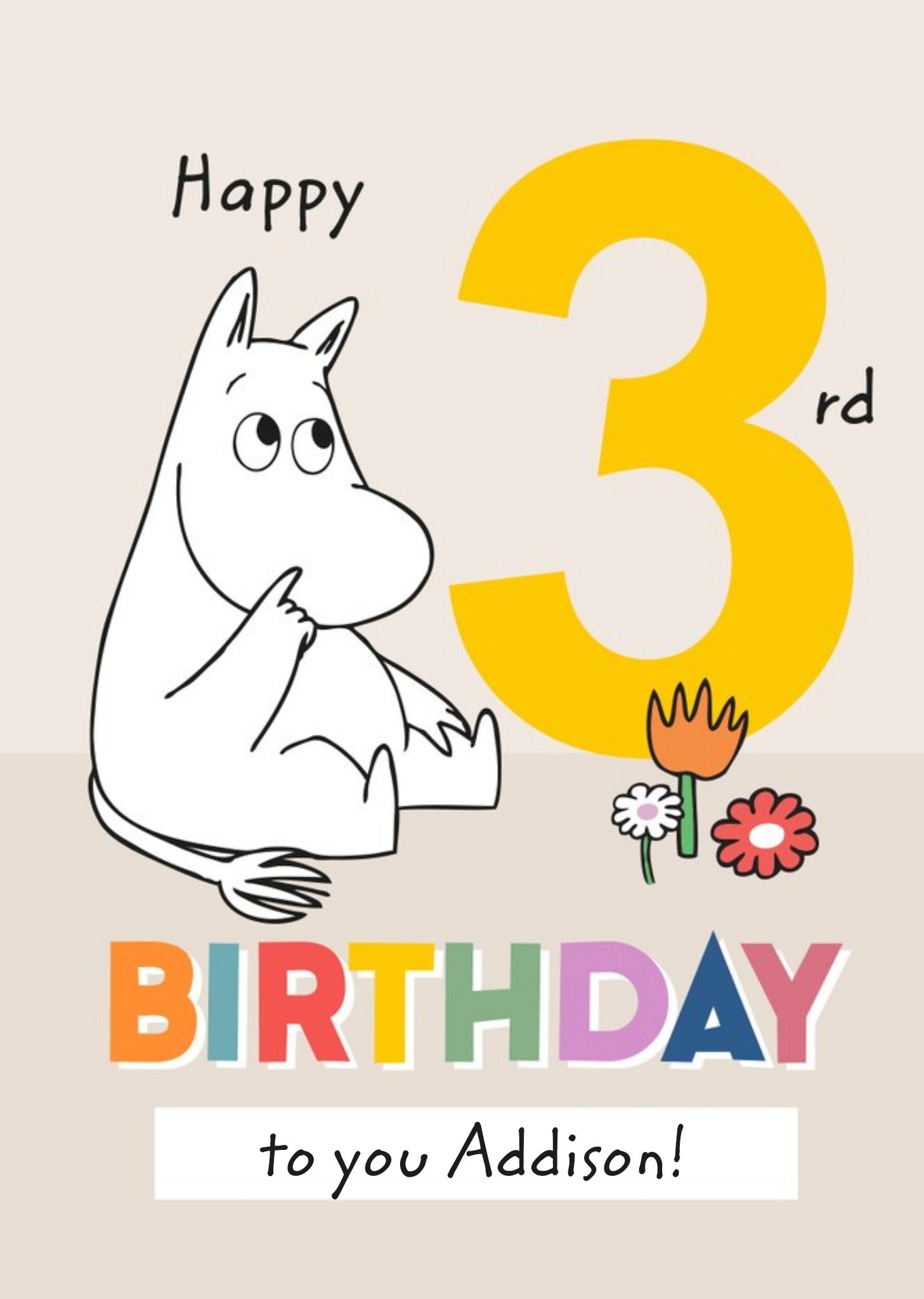 Cute Moomin 3rd Birthday Card Ecard