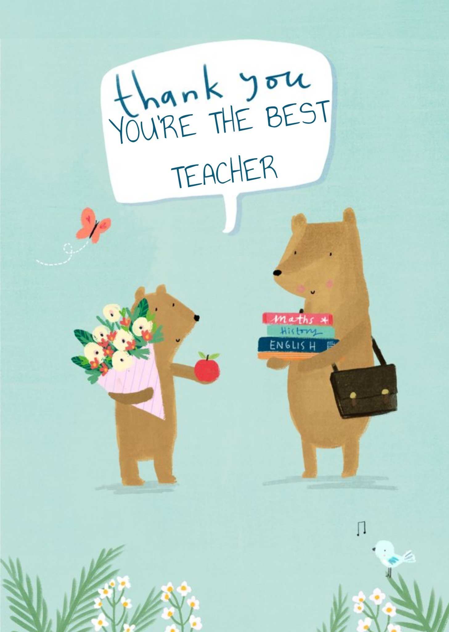 Moonpig Colette Barker Bears Teacher School Thank You Card, Large