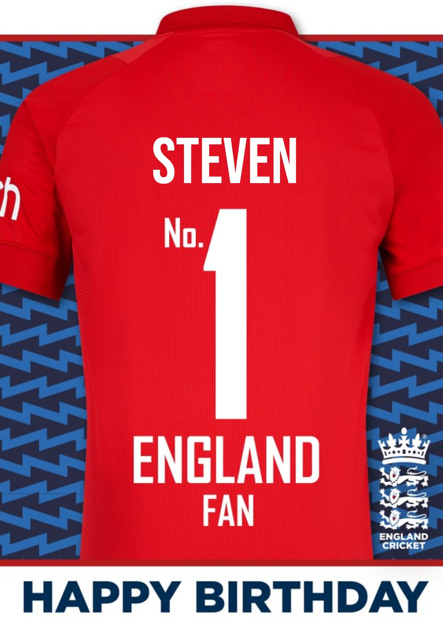 No.1 Fan England Cricket Birthday Card Ecard