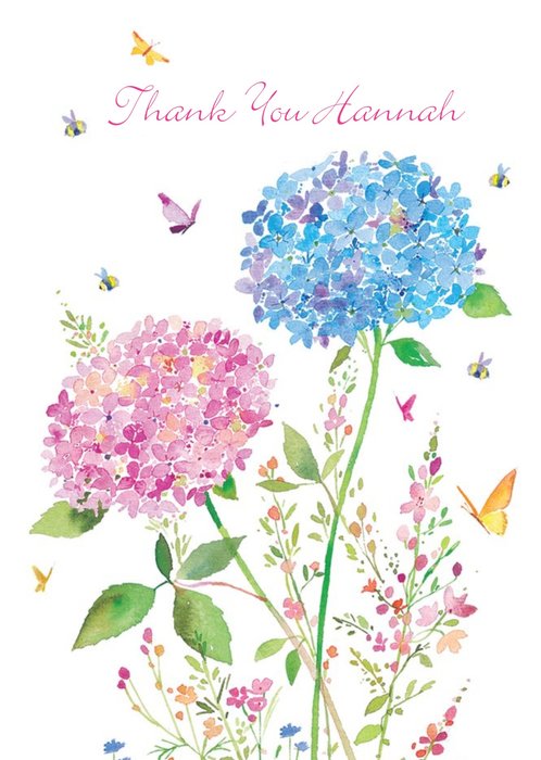 Watercolour Flowers Personalised Thank You Card