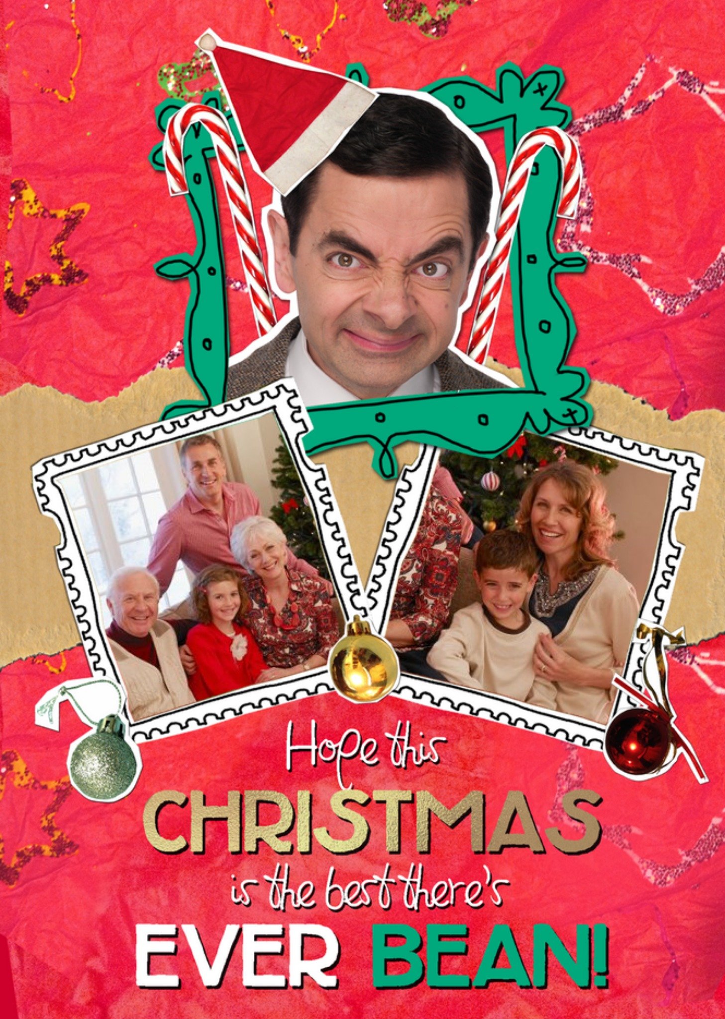 Other Funny Pun Mr Bean Christmas Photo Upload Card