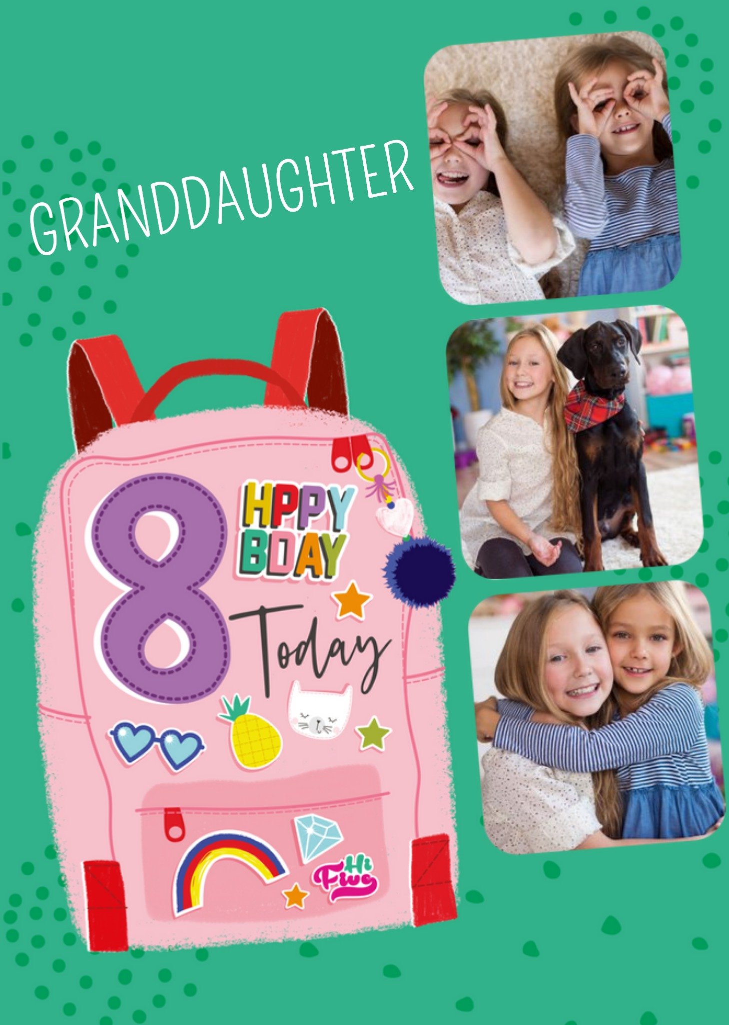 Backpack 8th Birthday Photo Upload Card Ecard