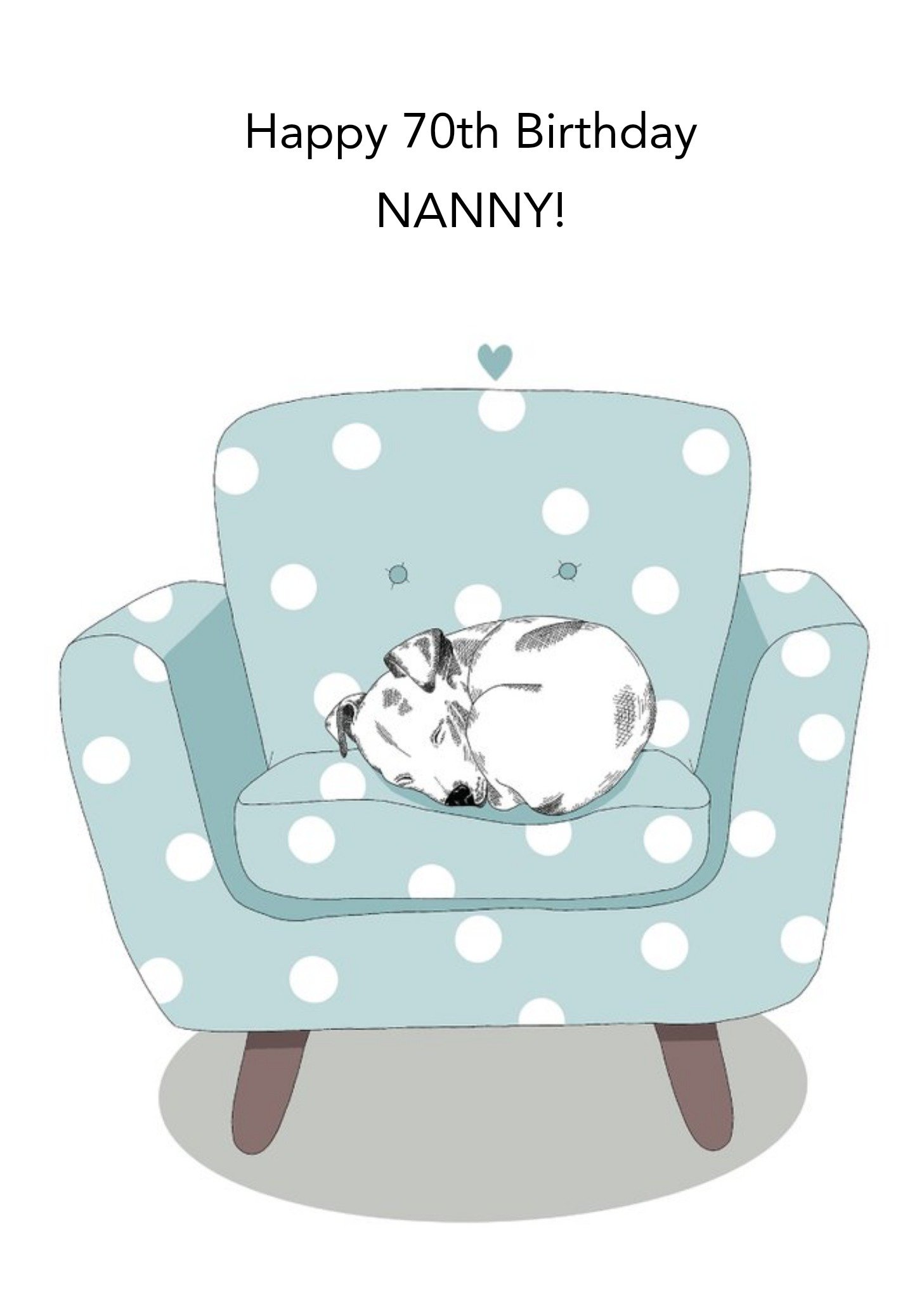 Moonpig Cute Illustrated Dog On Sofa Nanna 70th Birthday Card, Large