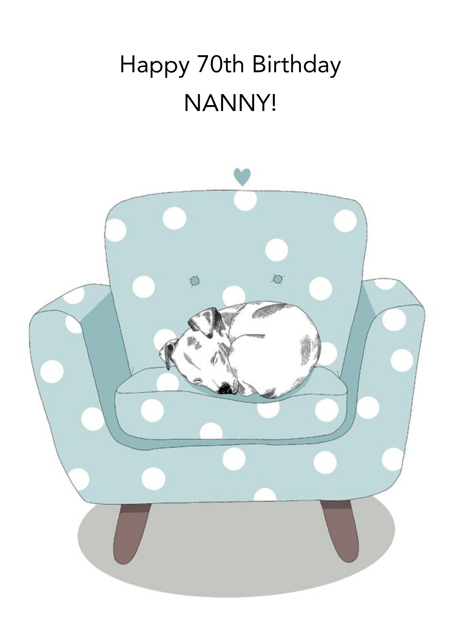 Cute Illustrated Dog On Sofa Nanna 70th Birthday Card Ecard