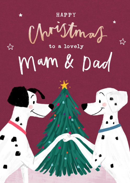 101 Dalmatians Happy Christmas To A Lovely Mam And Dad Card