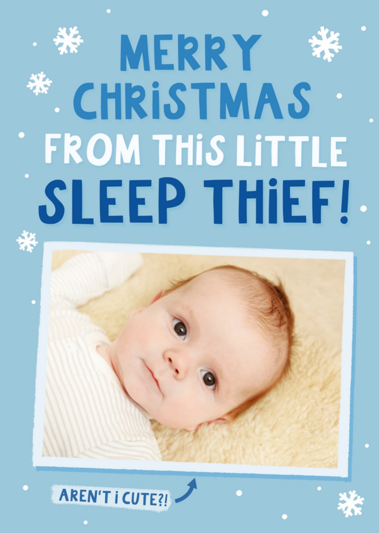 Moonpig From This Little Sleep Thief Photo Upload Christmas Card, Large