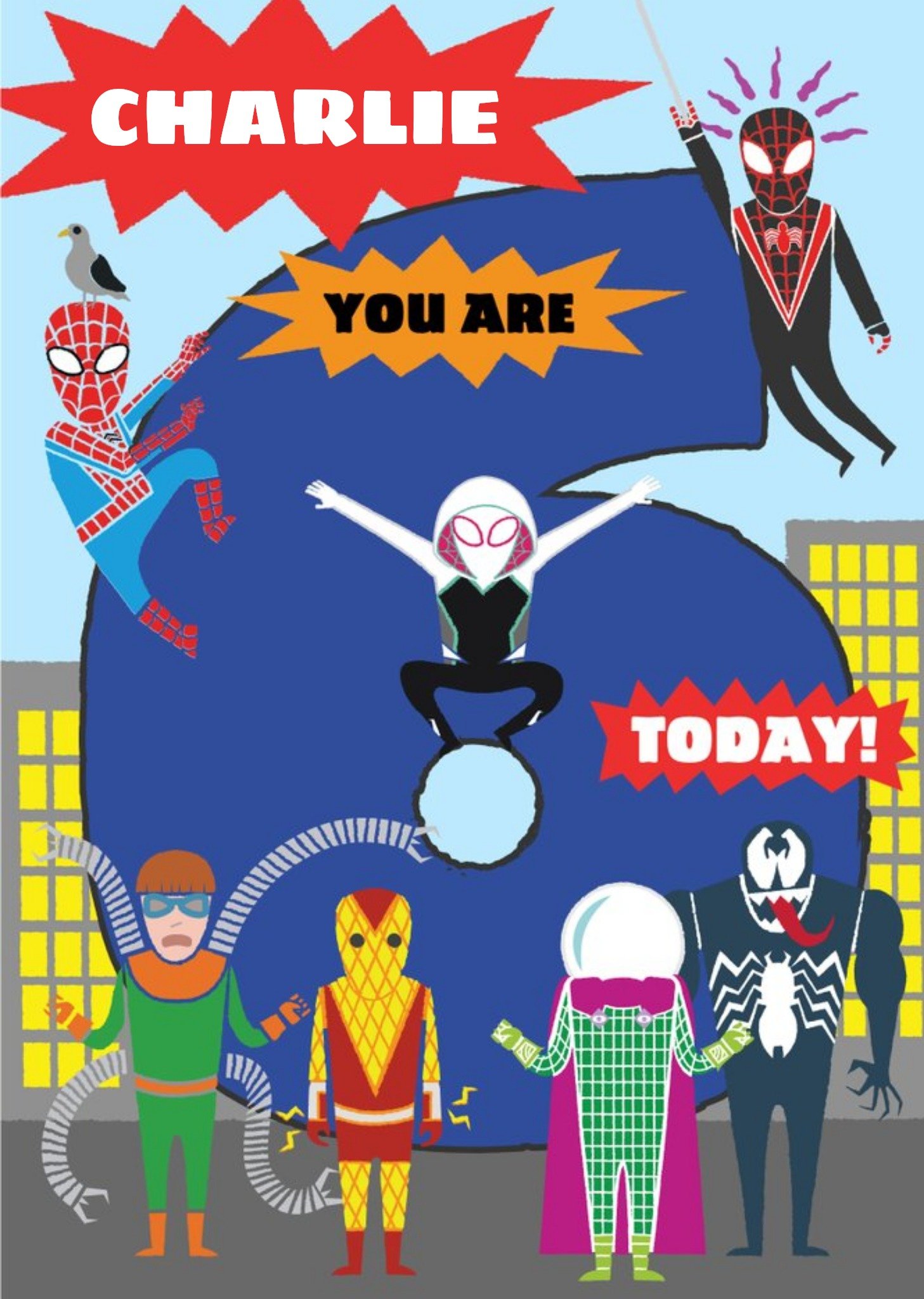 Marvel Spiderman Charactersyou Are 6 Today Birthday Card Ecard