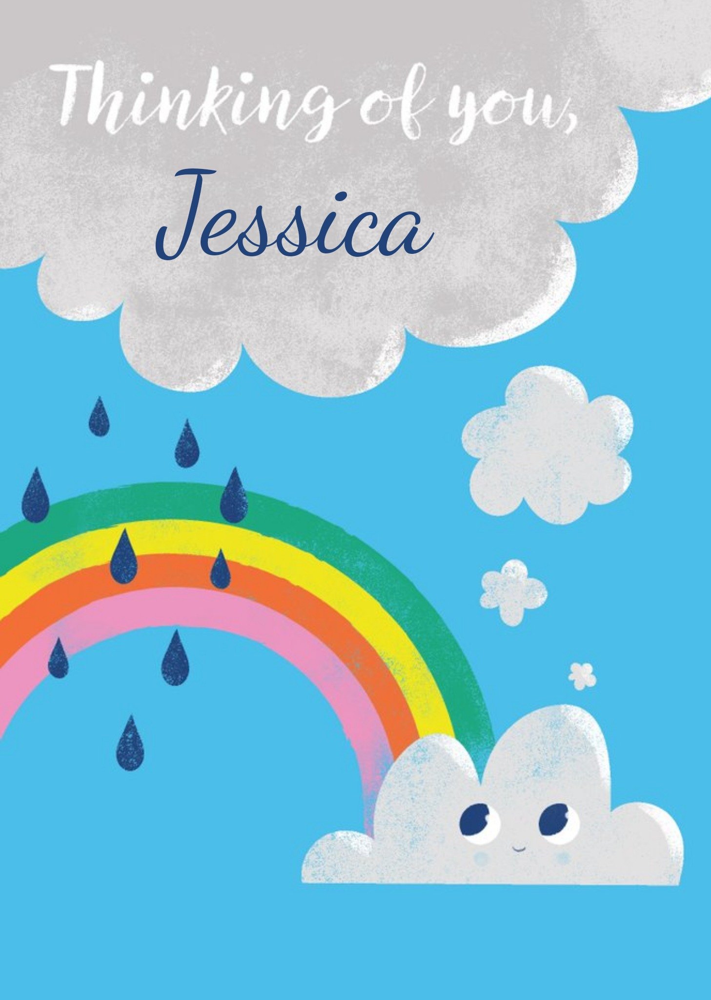 Illustration Of A Rainbow And Clouds Thinking Of You Card Ecard