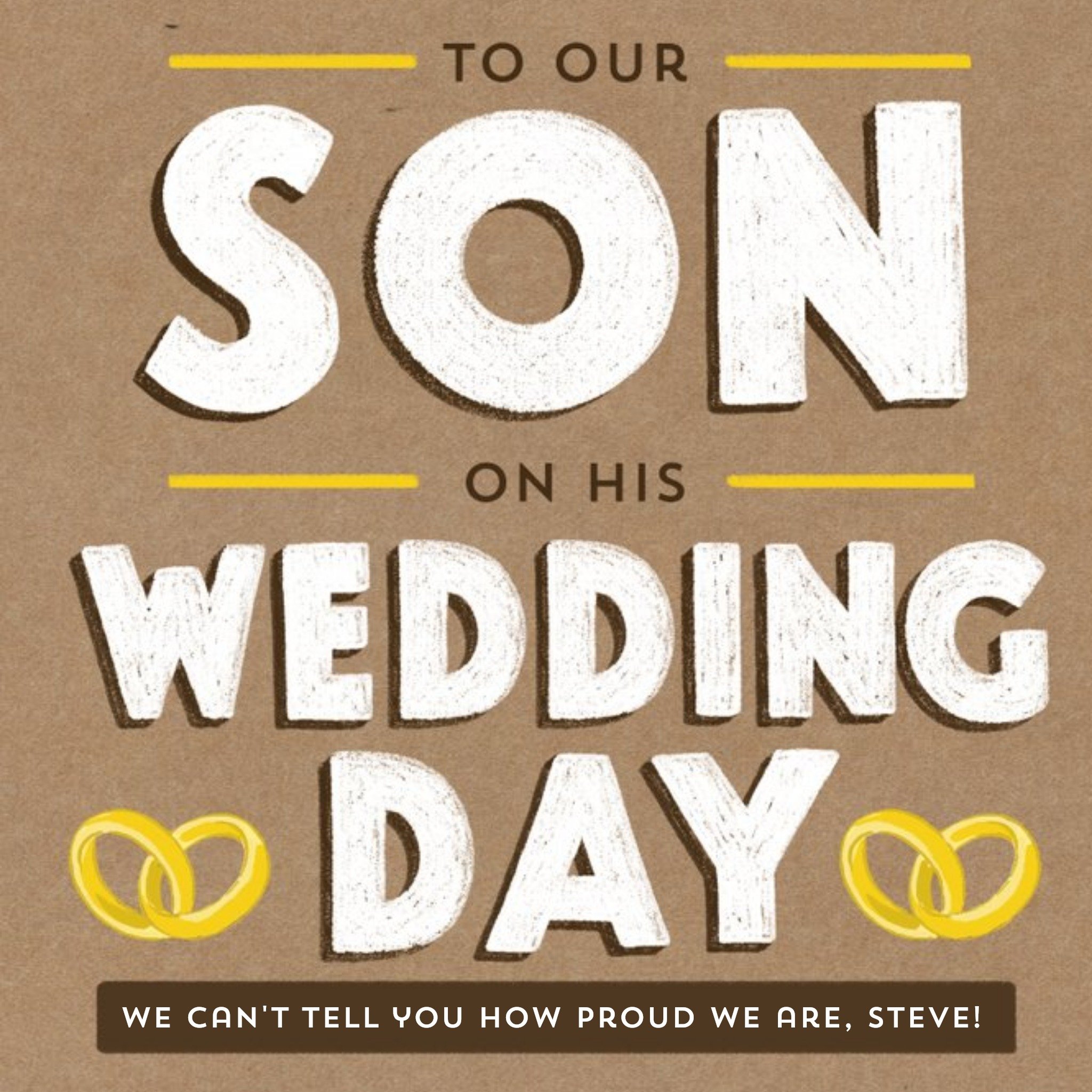 Typographic Sentimental Wedding Card For Son - We're So Proud Of You, Square