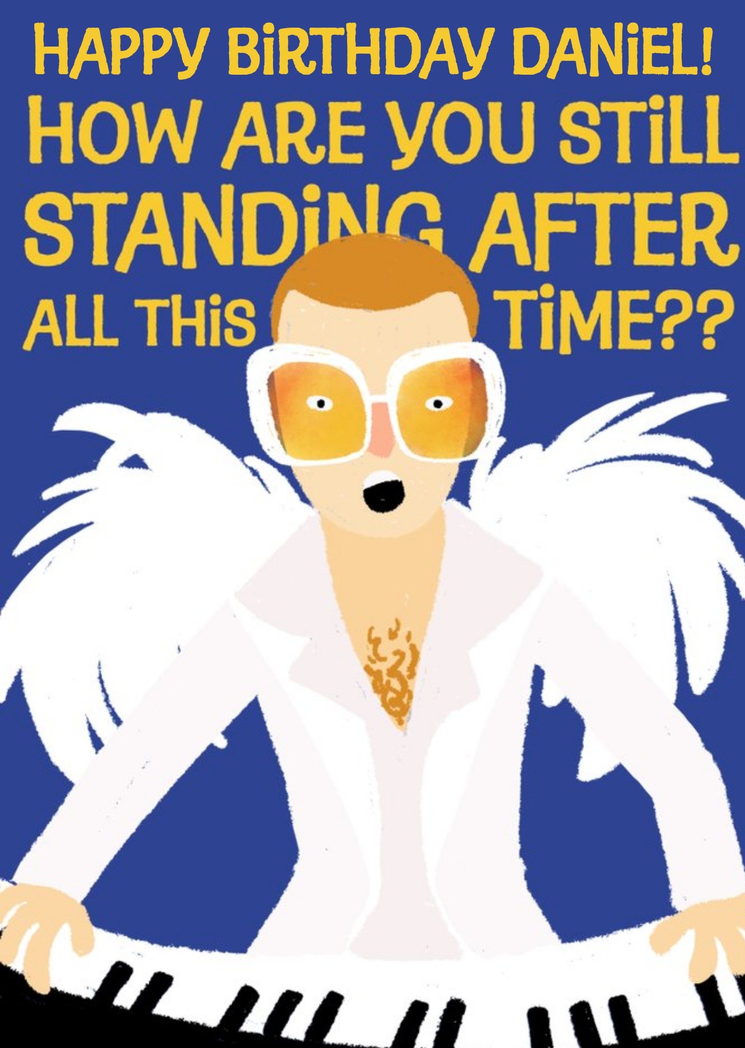 Moonpig Elton John Cartoon You Are Still Standing Birthday Card, Large