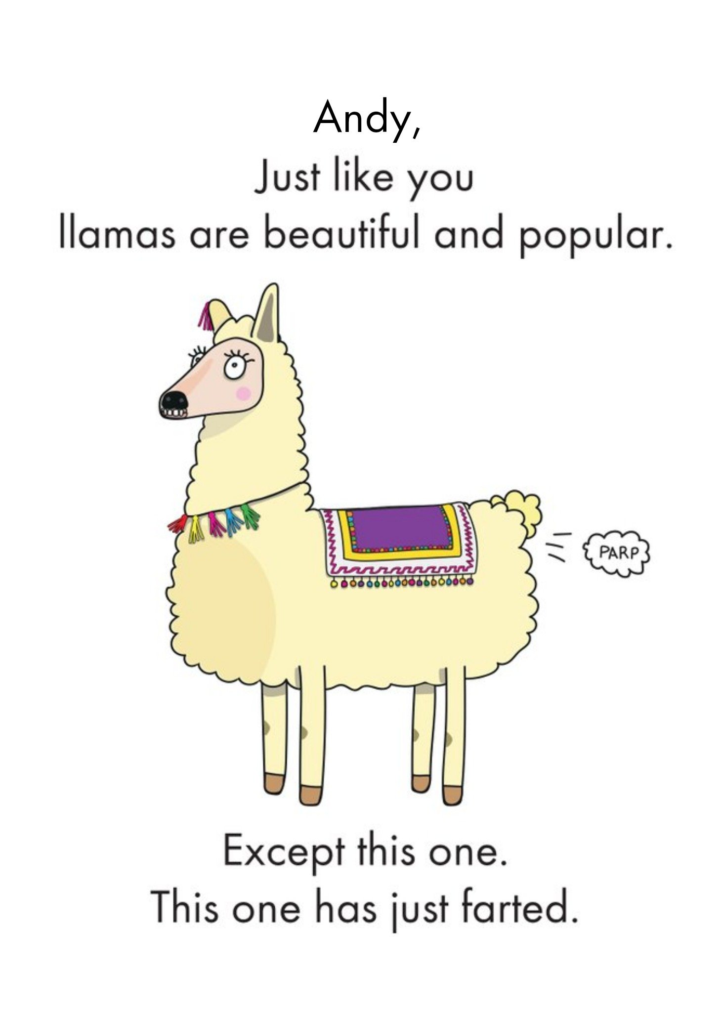 Moonpig Objectables Llamas Are Beautiful And Popular Funny Birthday Card, Large