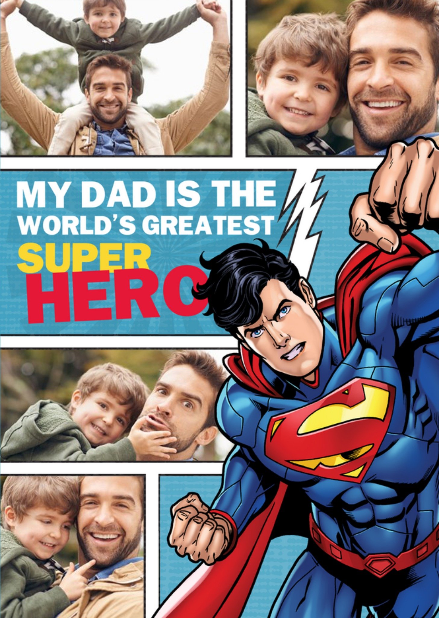 Other Dc Comics Superman My Dad Is The Worlds Greatest Superhero Multi-Photo Card, Large