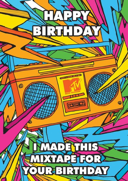 MTV Classic Made This Mixtape Abstract Boombox Retro Birthday Card