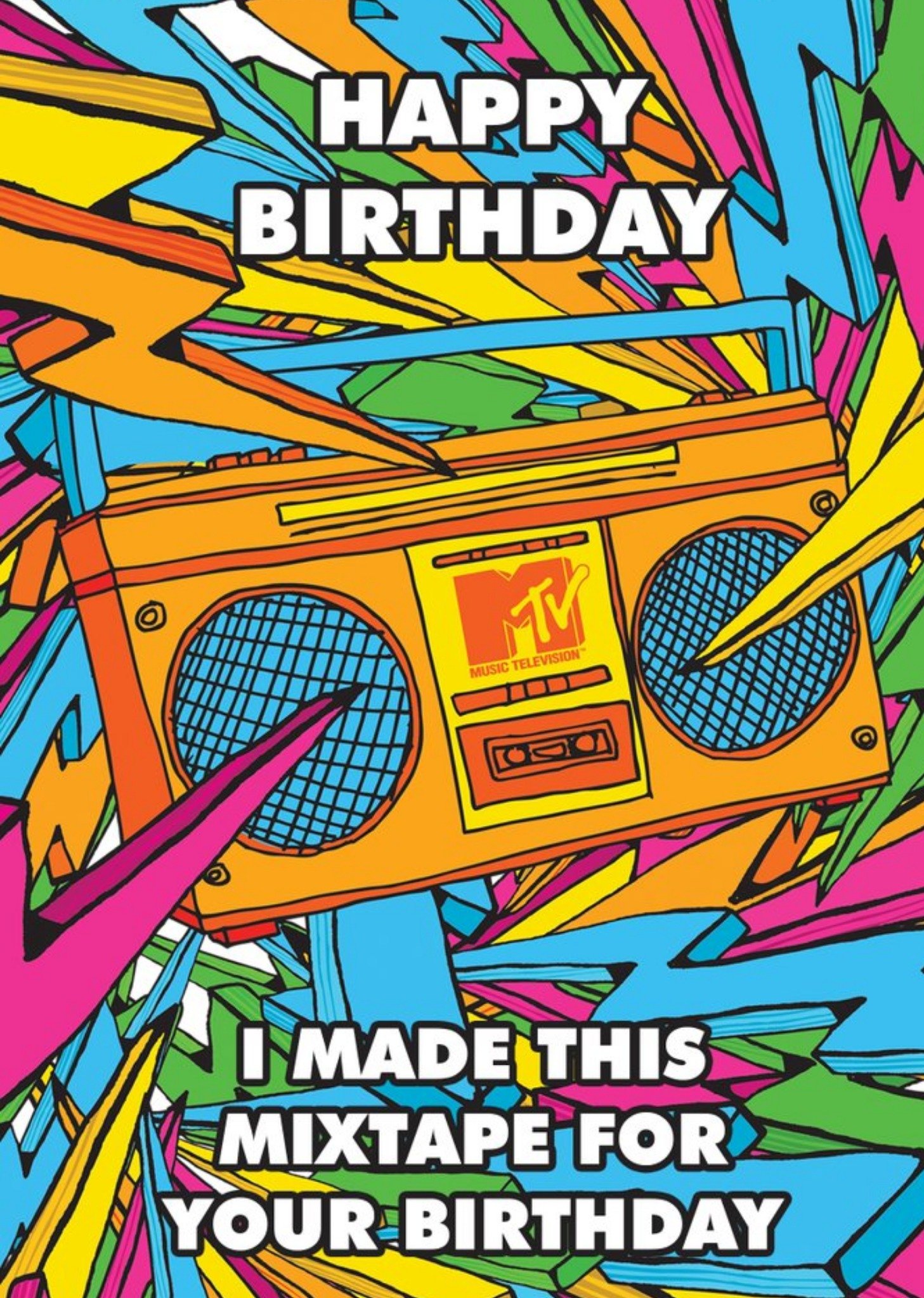 Nickelodeon Mtv Classic Made This Mixtape Abstract Boombox Retro Birthday Card Ecard