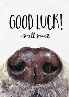 Funny Dog Watercolour Illustration I Smell Success Good Luck Card