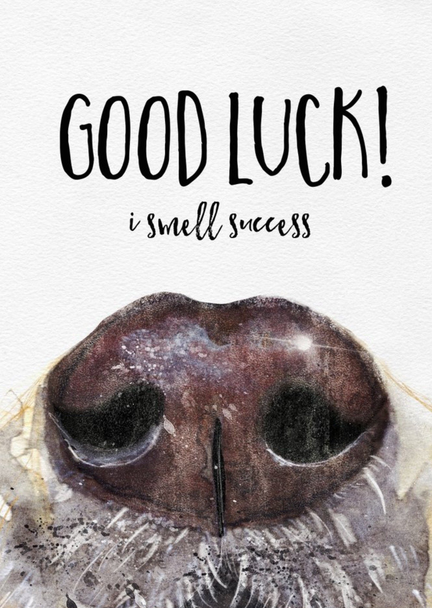Moonpig Funny Dog Watercolour Illustration I Smell Success Good Luck Card, Large