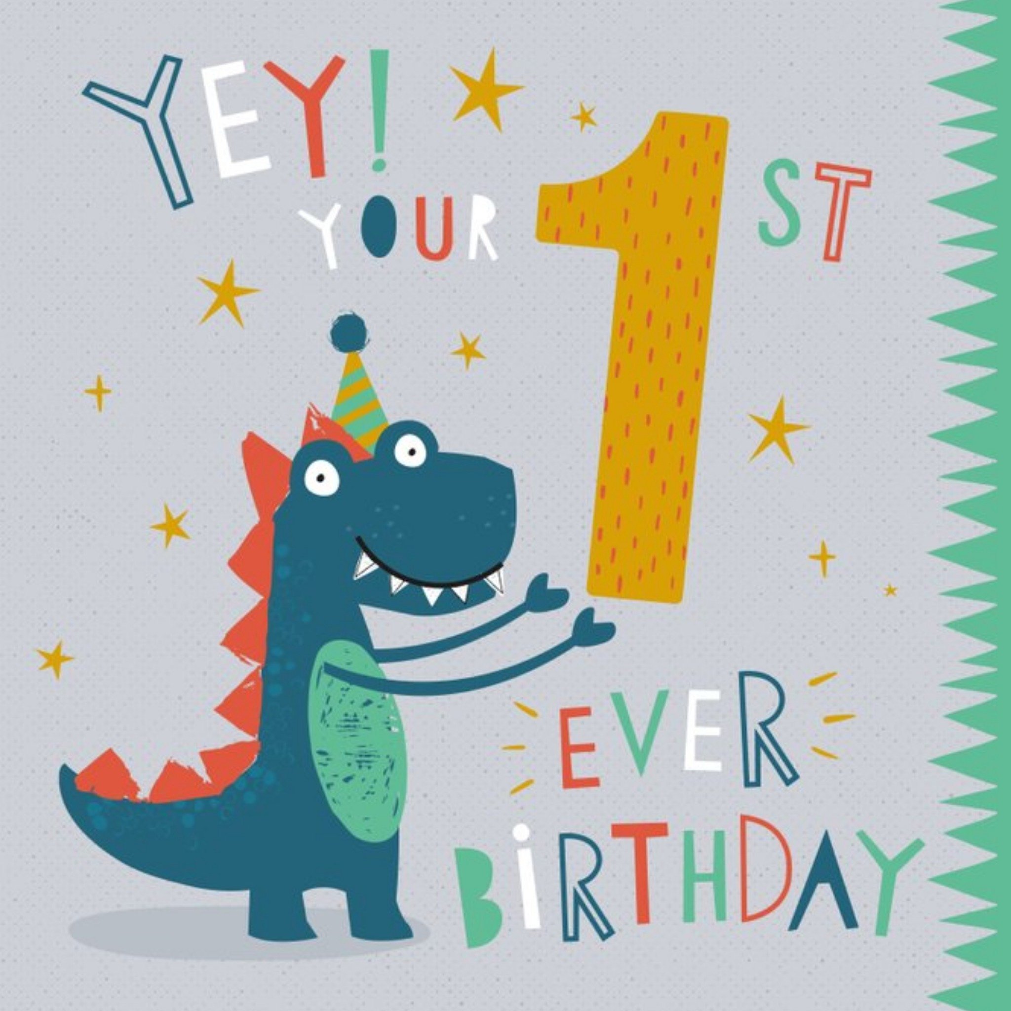 Moonpig Yay Your First Ever Birthday Dinosaur Card, Square