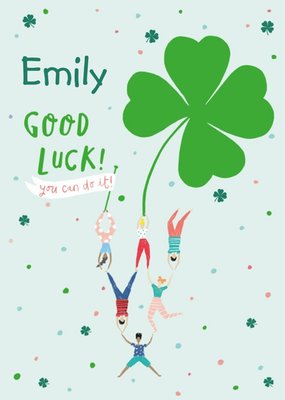 Personalised Illustrated Green Clover Good Luck Card