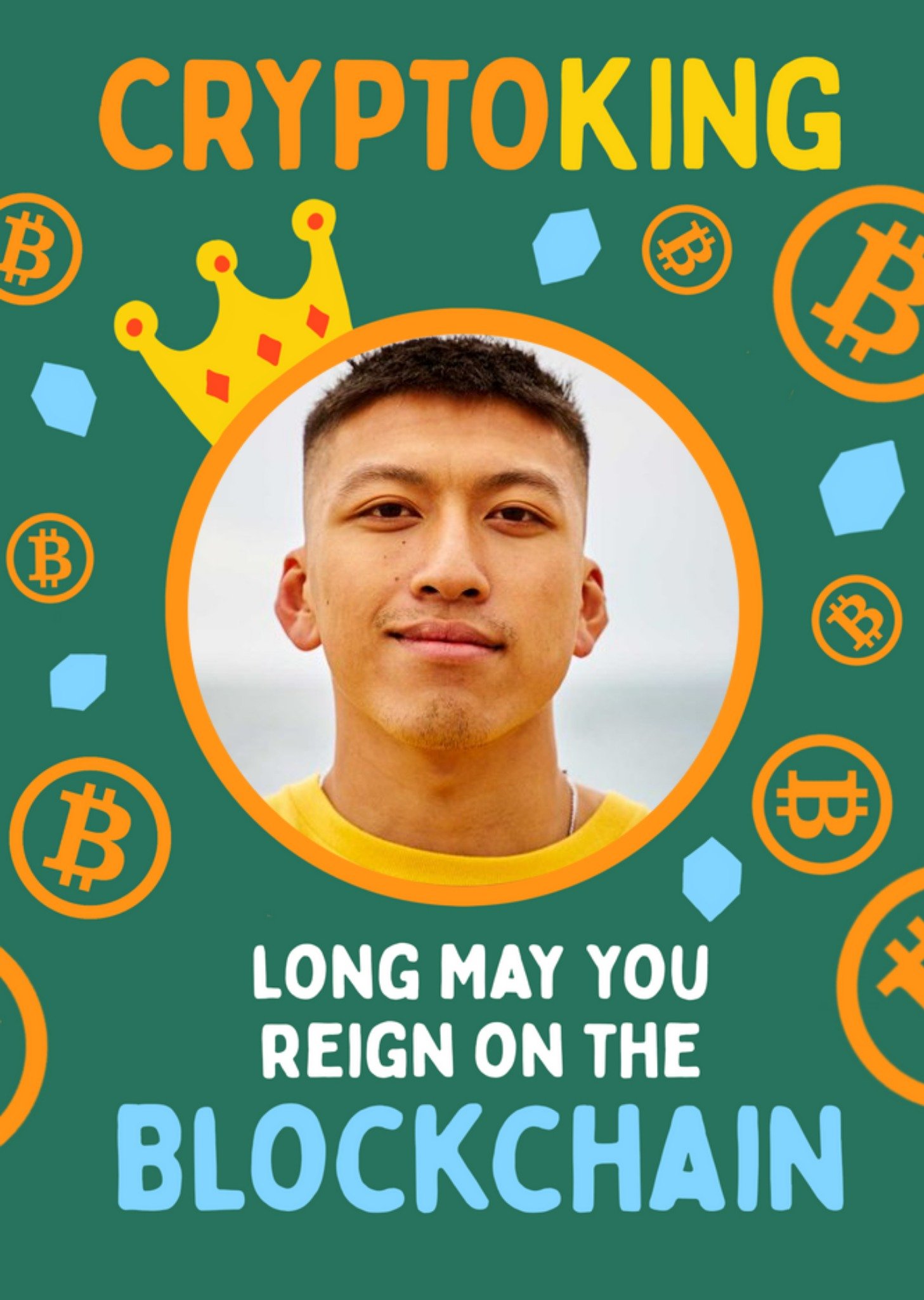Moonpig Crypto King Reign The Blockchain Photo Upload Card, Large