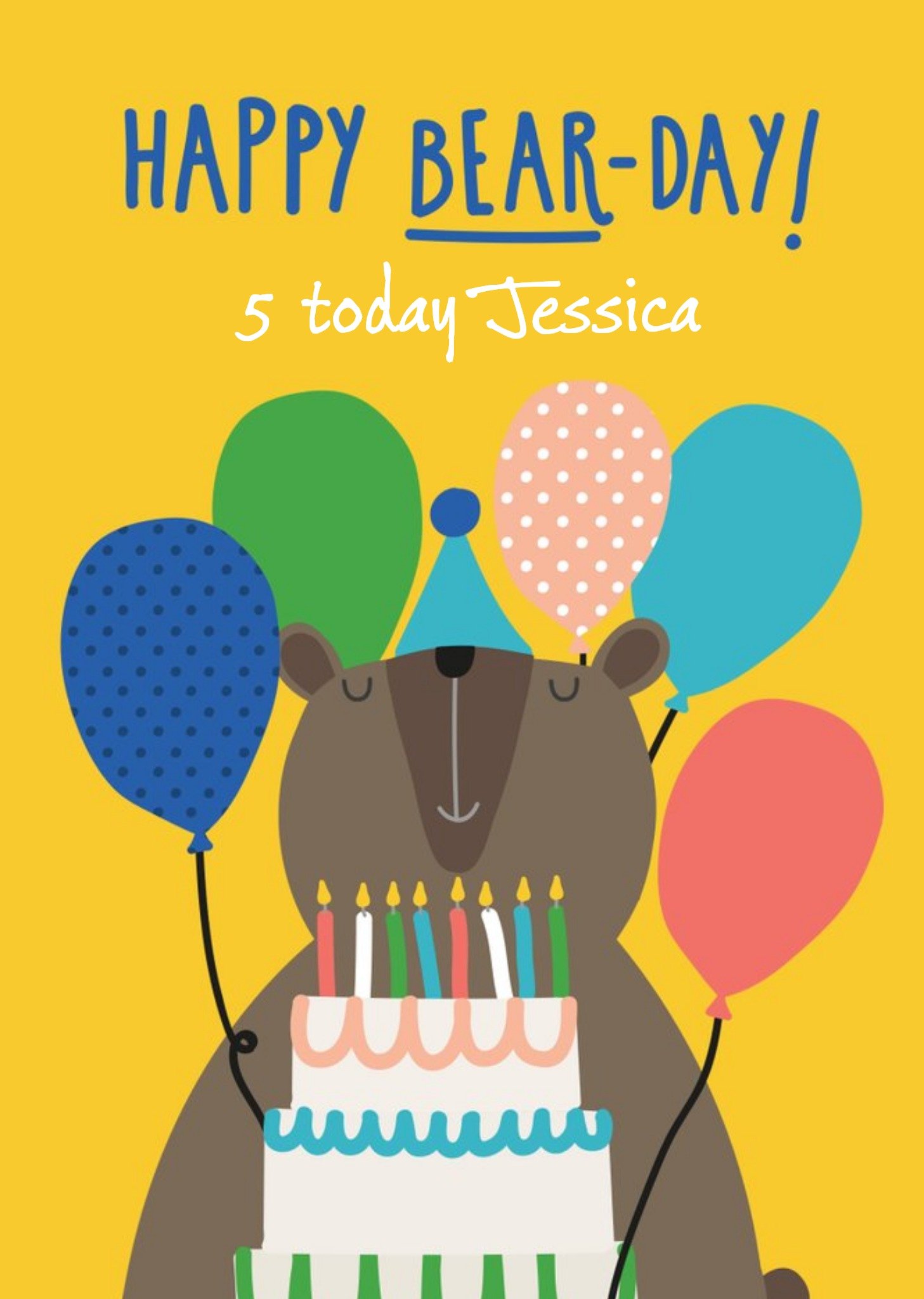 Moonpig Happy Bear-Day Personalised Birthday Card, Large