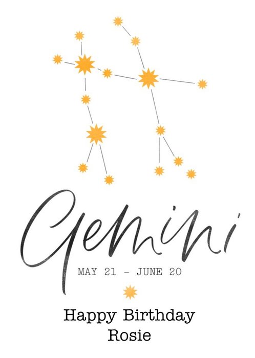Gemini Zodiac Sign Birthday Card