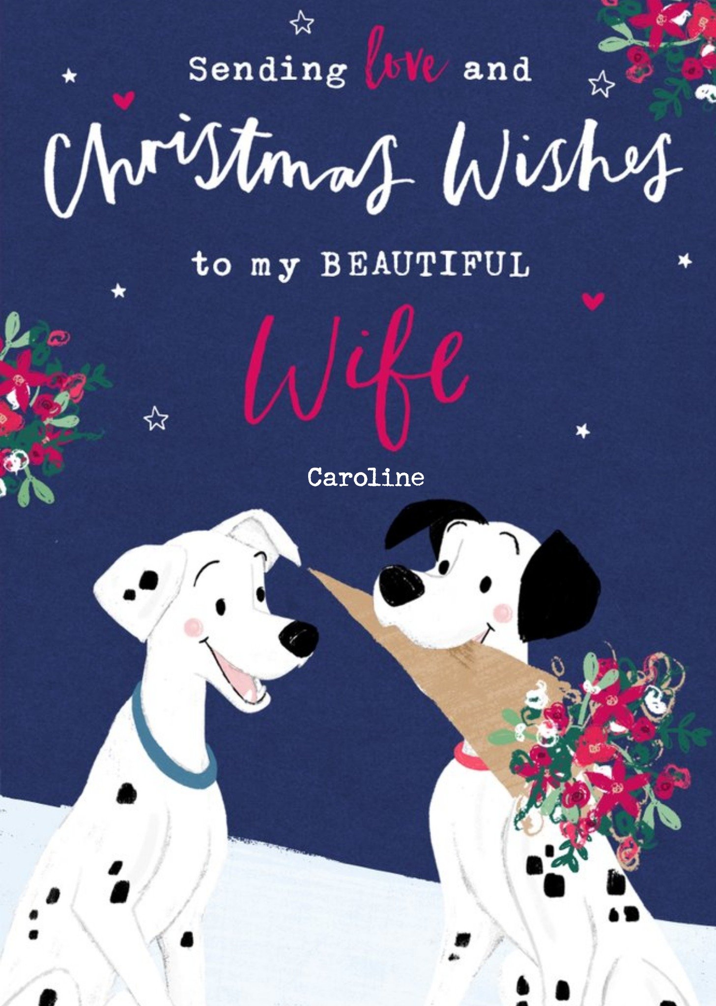 Disney 101 Dalmatians Beautiful Wife Christmas Card, Large