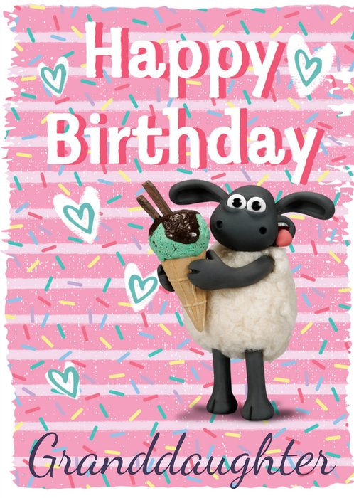 Shaun The Sheep Sean Eating An Icecream Happy Birthday Granddaughter Card