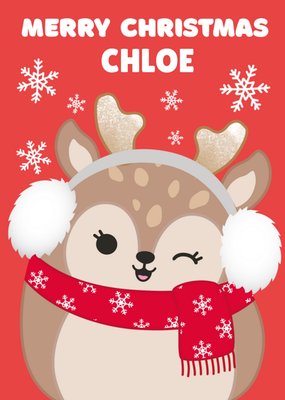 Squishmallows Cute Reindeer In Earmuffs Christmas Card