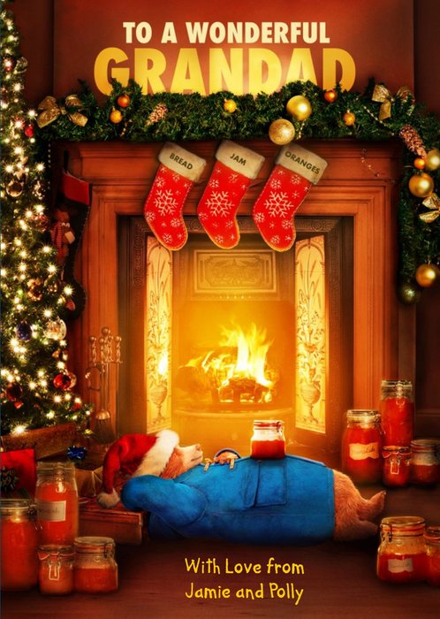 Paddington Bear To Grandad By The Fire Personalised Christmas Card