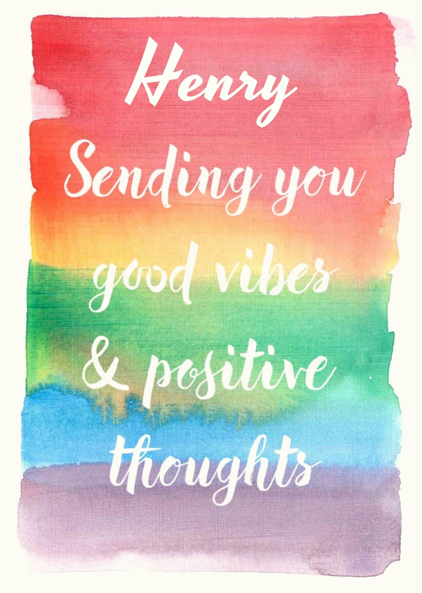 Rainbow Paintbrush Strokes Good Vibes Personalised Greetings Card Ecard