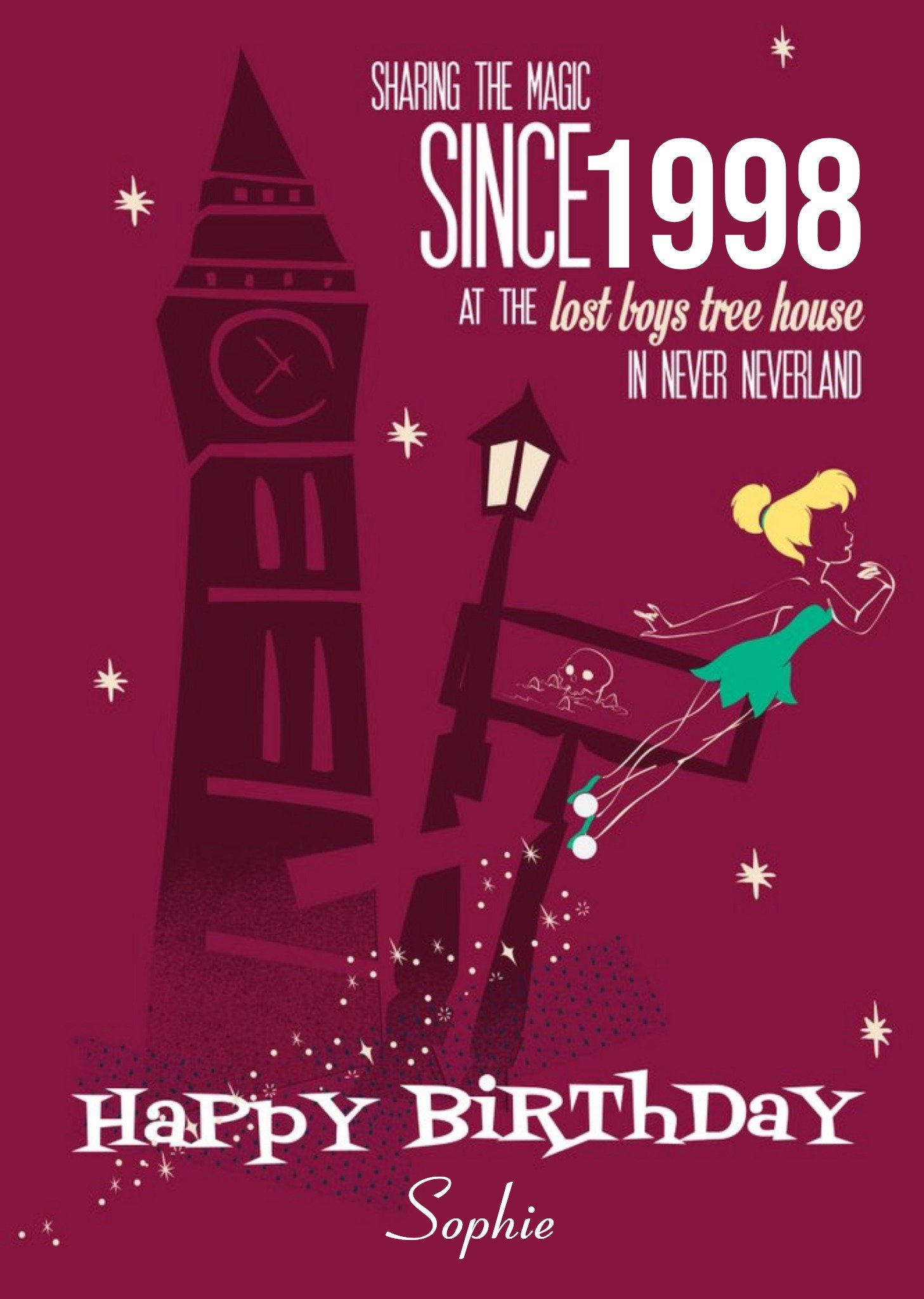 Disney Tinkerbell And Big Ben Personalised Birthday Card Ecard