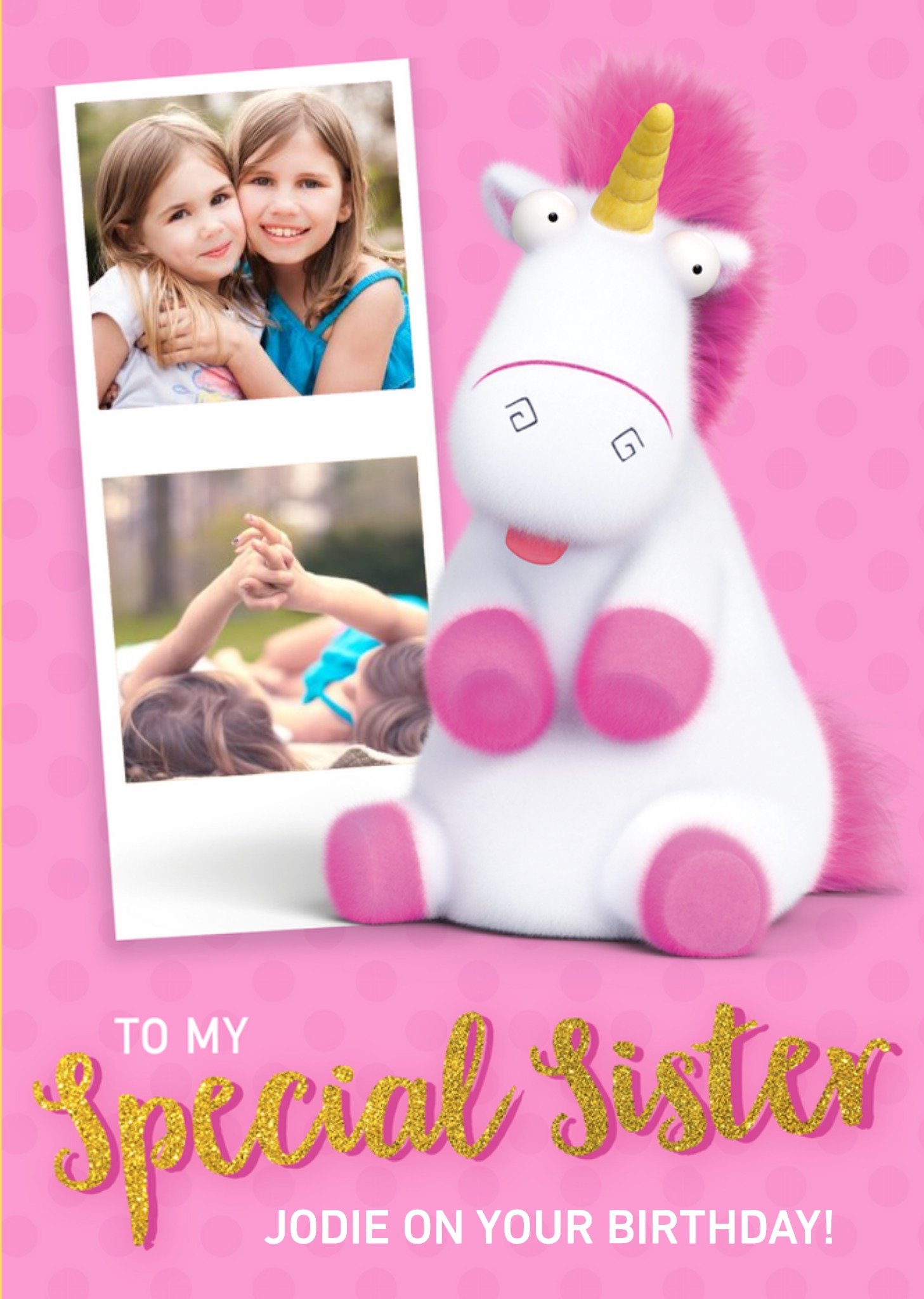 Sister Birthday Cards - Despicable Me - Unicorn - It's So Fluffy, Large