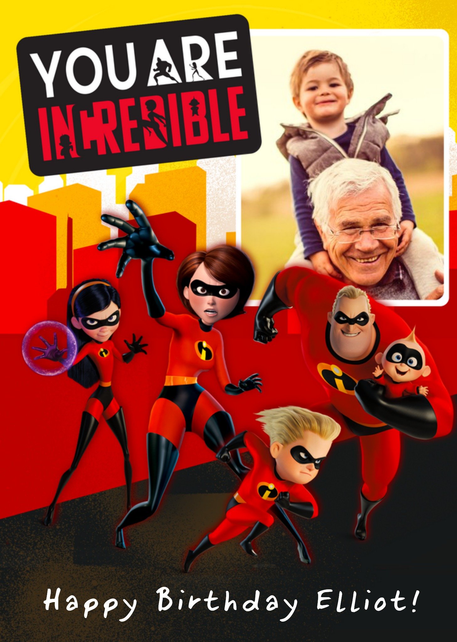 Other Birthday Card - The Incredibles 2 - Disney Pixar - Photo Upload Card, Large