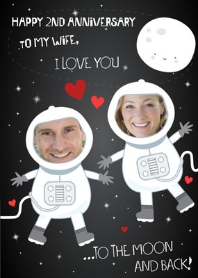 Love You To The Moon And Back Photo Upload Anniversary Card for Wife