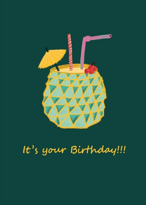 Modern Pina Colada Cocktail It's Your Birthday Card