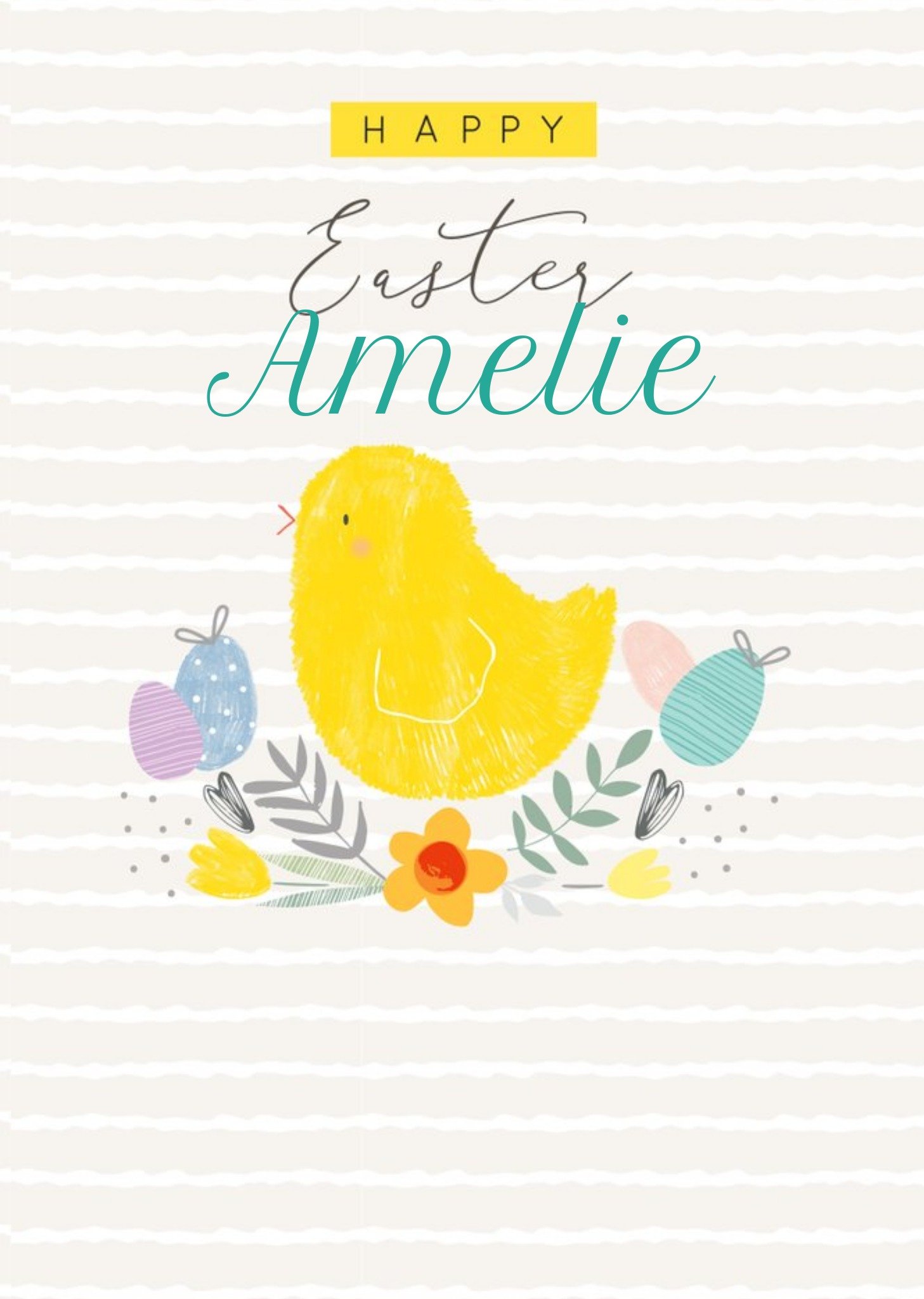 Illustrated Cute Happy Easter Card Ecard