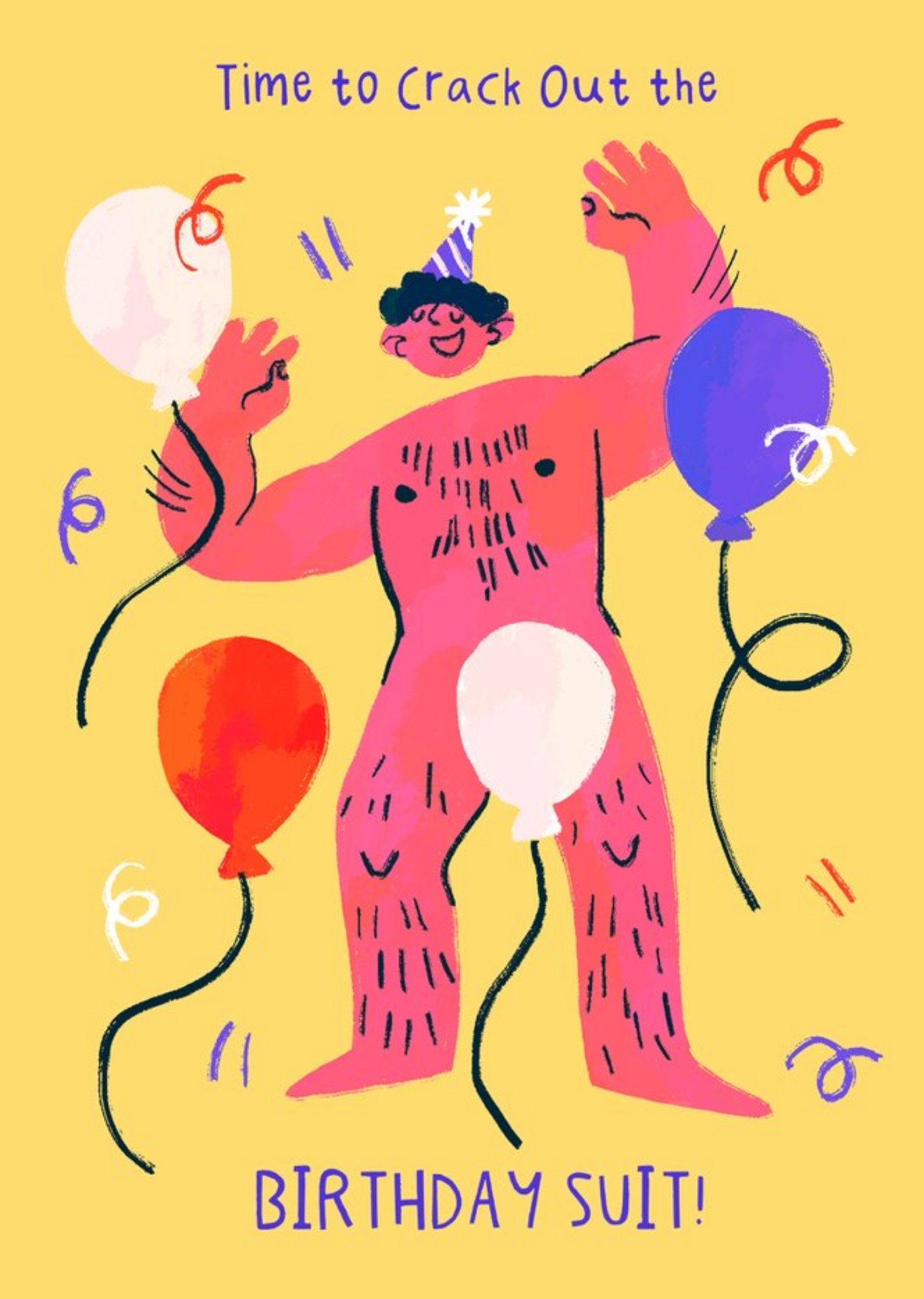 Moonpig Crack Out The Birthday Suit Illustrated Card, Large