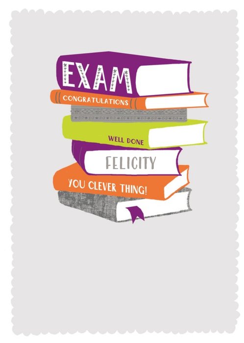 Hotchpotch Colourful Illustrated Books Customisable Exams Congratulations Card