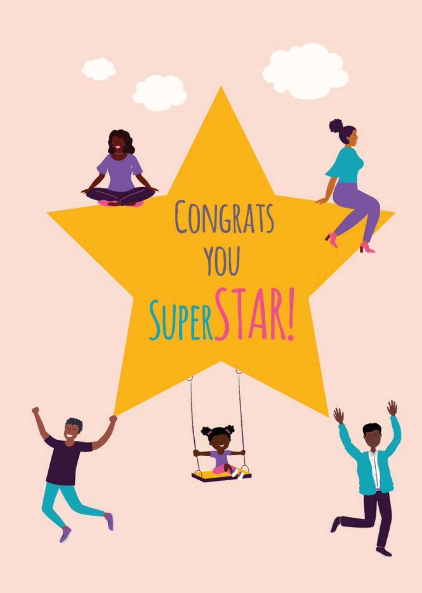 Moonpig Huetribe Congrats You Super Star Card, Large