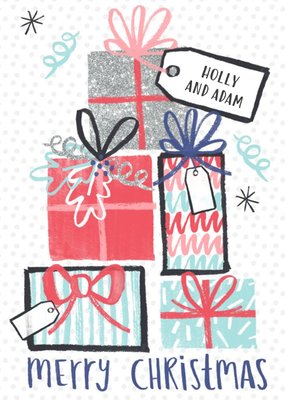 Illustrated Presents Personalised Merry Christmas Card