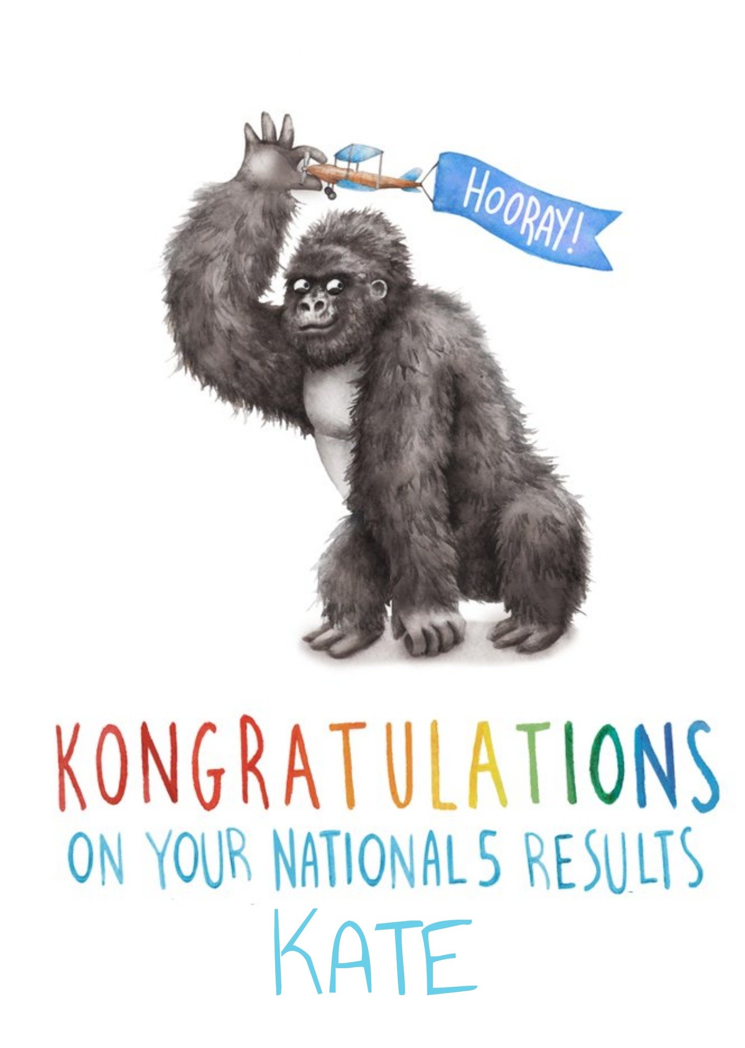 Moonpig Cute Gorilla Pun National 5 Congratulations On Your Exam Results Card, Large