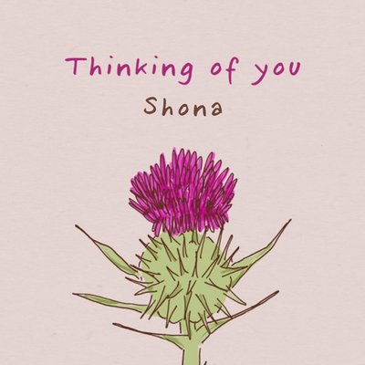 Flora Simple Illustrated Scottish Thistle Thinking Of You Card