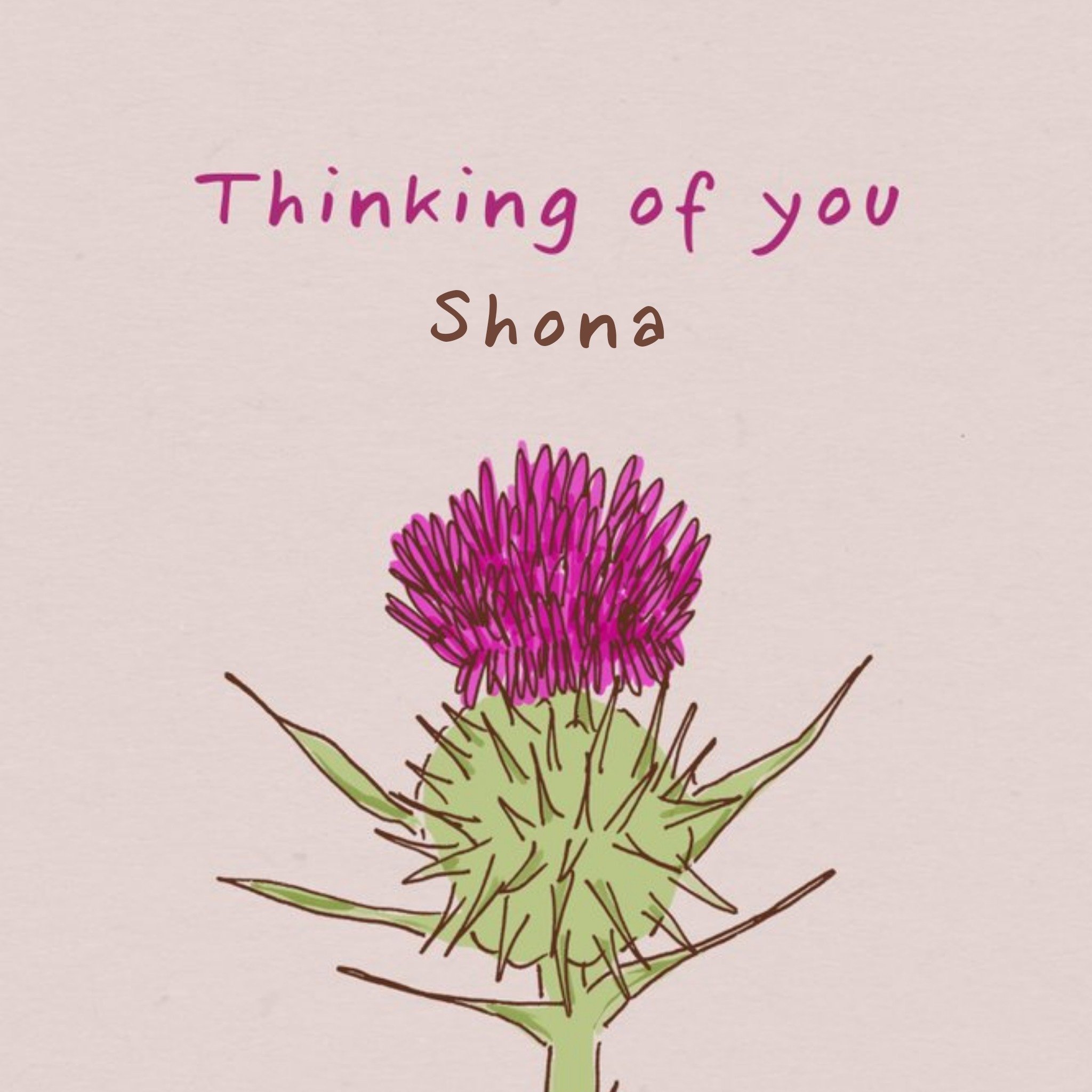Moonpig Flora Simple Illustrated Scottish Thistle Thinking Of You Card, Large