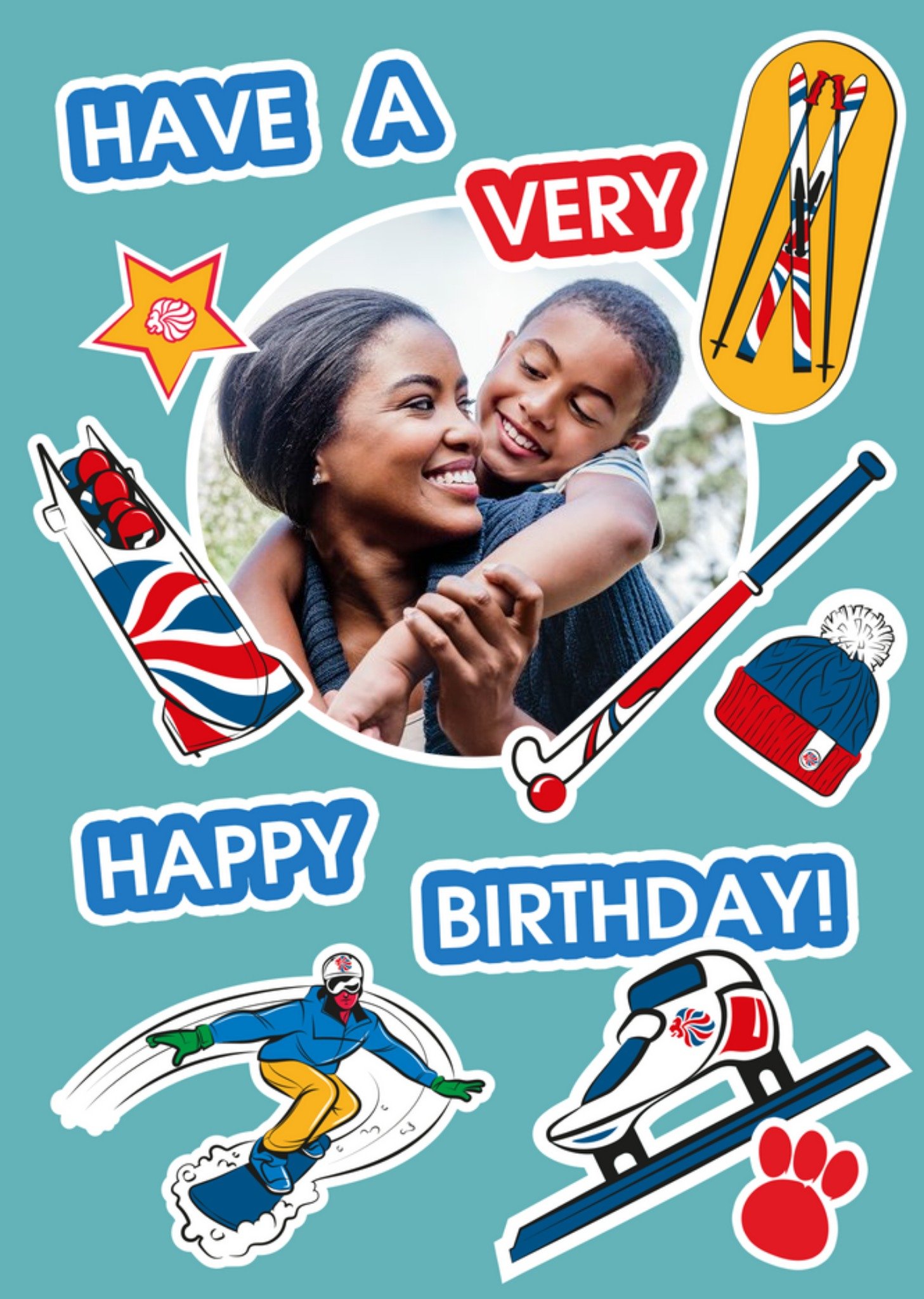 Moonpig Team Gb Have A Very Happy Birthday Photo Upload Card, Large