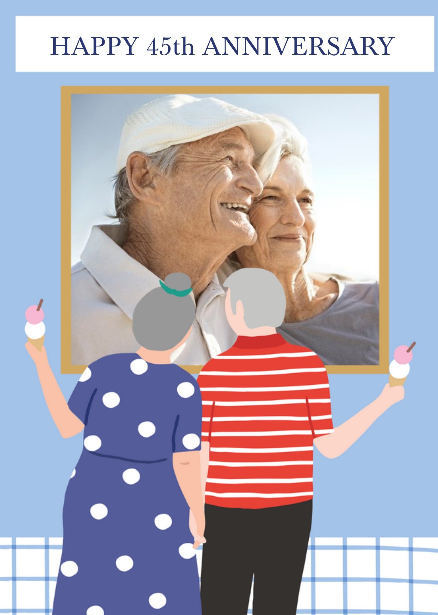 Personalised Photo With Illustrated Couple 45th Anniversary Card Ecard