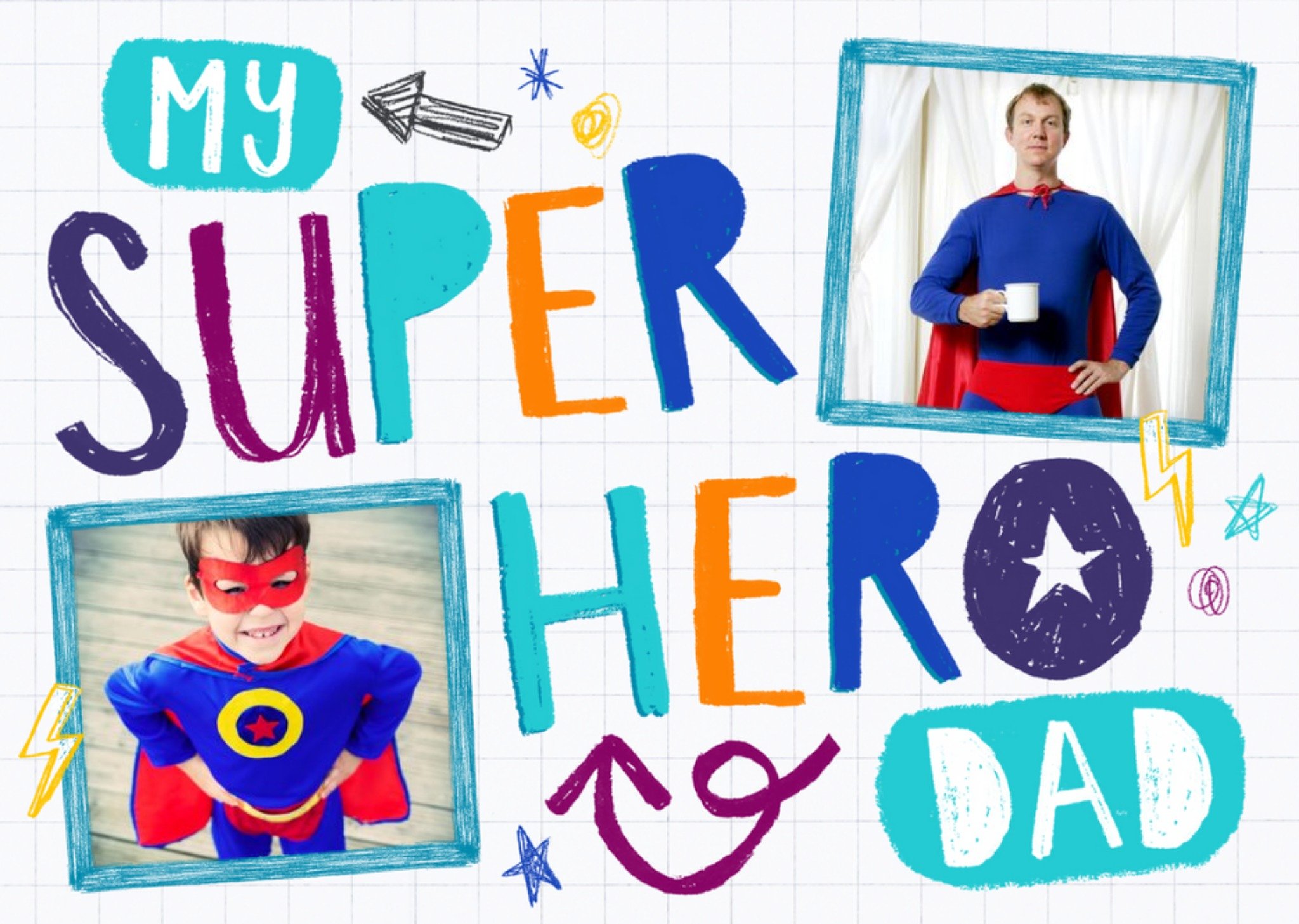 Moonpig My Super Hero Dad Crayon-Style Photo Upload Card Ecard