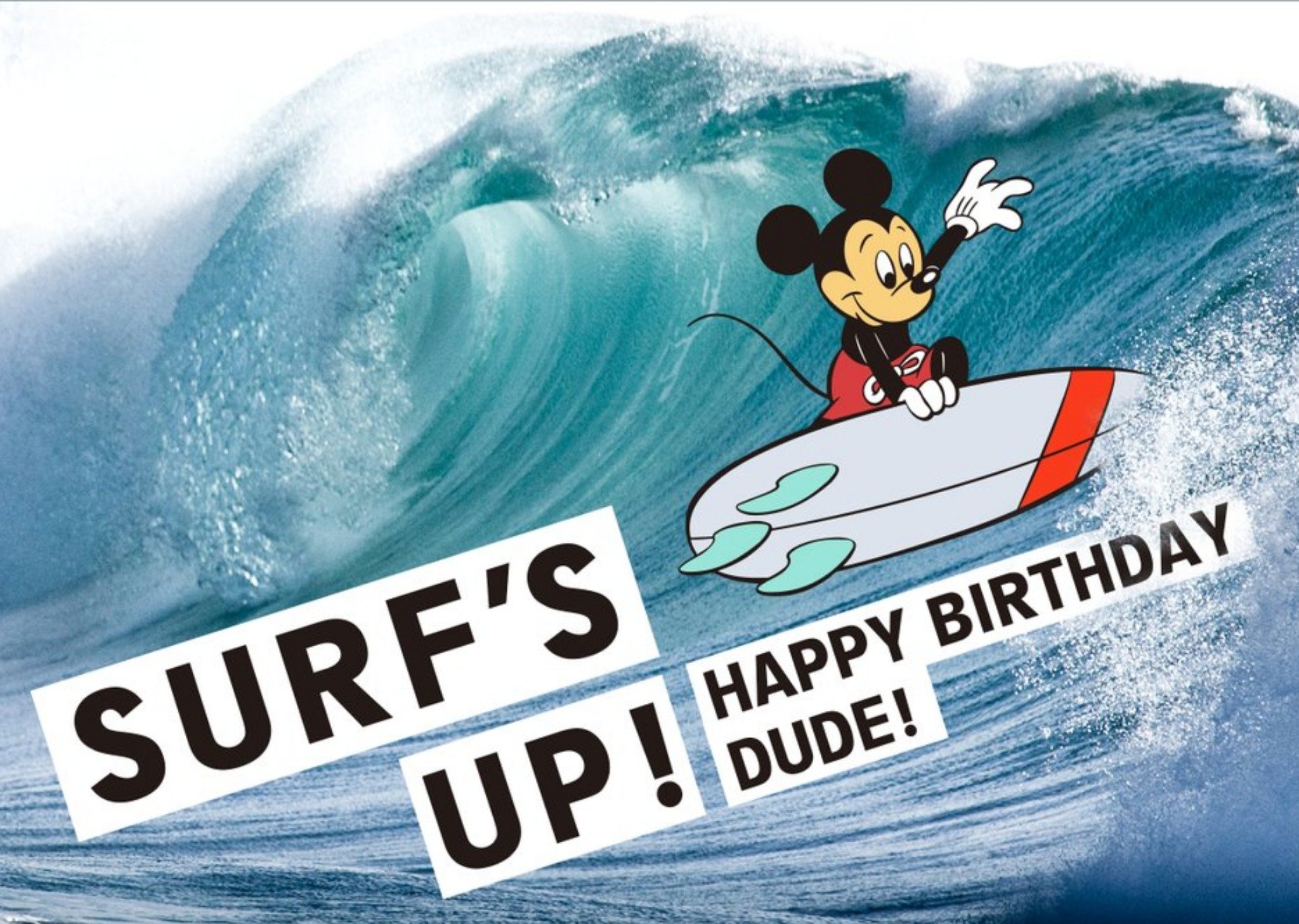 Disney Mickey Mouse Surf's Up Birthday Card Ecard