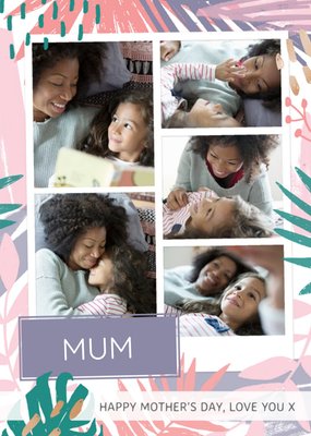 Tropical Print And Multi-Photo Personalised Mother's Day Card