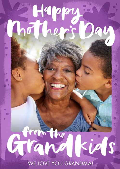 Handwritten Typography On A Purple Background With Stars Photo Upload Mother's Day Card