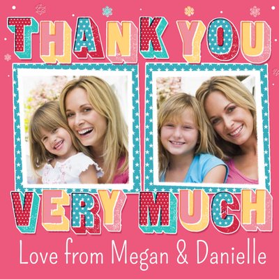 Bright And Bold Personalised Double Photo Upload Thank You Card